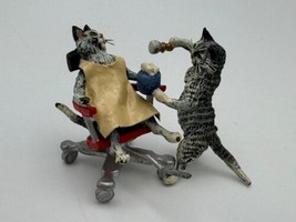 Fritz Bermann Wiener Austrian Cold Painted Bronze Cat Barber Giving Shave - £141.15 GBP