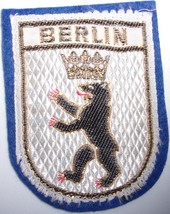 Vintage Berlin Embroidered Blue Sew-On Patch - £4.78 GBP