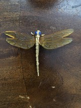 New Tan Vintage Lucite DRAGONFLY Brooch Signed MMA Metropolitan Museum of Art - £51.25 GBP