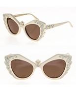 GUCCI ARIA HOLLYWOOD FOREVER 1095 Ivory Brown Crystal Star Sunglasses GG... - $1,197.90