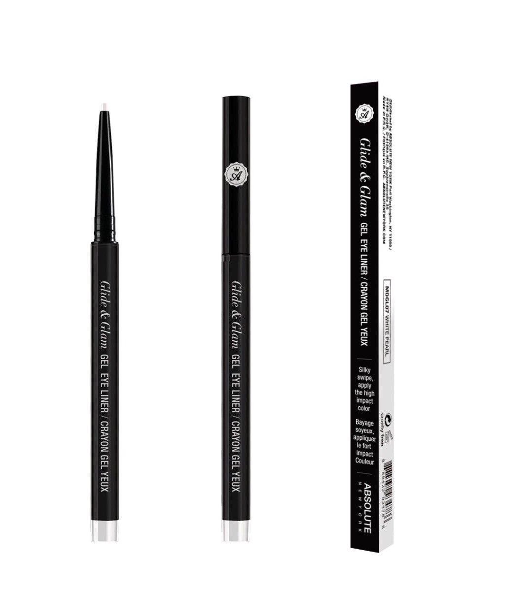ABSOLUTE NEW YORK GLIDE &amp; GLAM GEL EYE LINER MDGL07 WHITE PEARL W/ SKINN... - $1.99