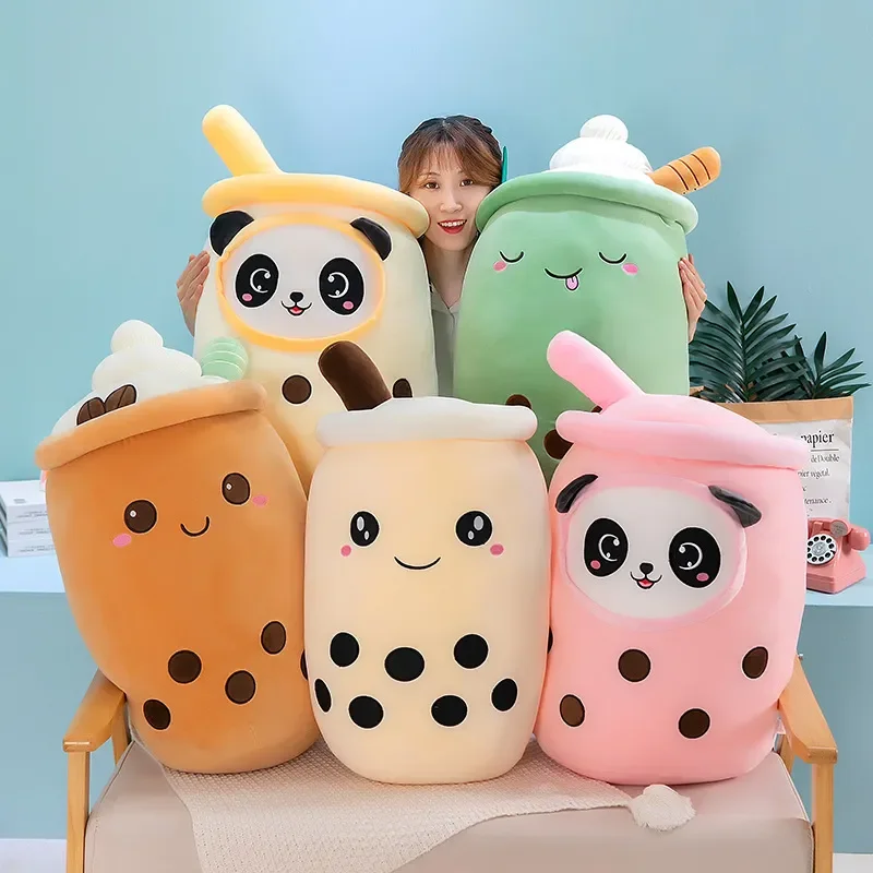 Boba Plushies Bubble Tea Plush Toys Cartoon Bubble Tea Cup Stuffed Soft Cushion - £13.40 GBP+