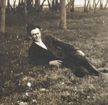 1910 RPPC Man Gentleman Laying Posing on Grass Trees Real Photo Postcard... - $13.99