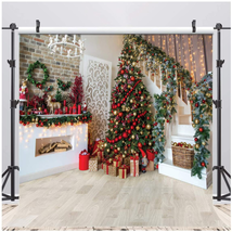 10x10FT Christmas Backdrops For Photography Fireplace Christmas Photography NEW - £57.29 GBP