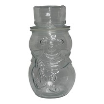 Vintage Clear Glass Snowman Candy Nut Trinket Jar Marked Canada Christmas Winter - £6.85 GBP