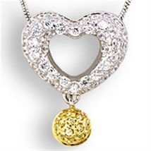 33106 - Reverse Two-Tone 925 Sterling Silver Pendant with AAA Grade CZ  in Citri - $47.86