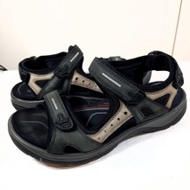 ECCO Sport Sandals Womens 40 Yucatan Ankle Strap Leather black tan offroad shoe - £34.65 GBP