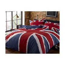 Rock N Roll Funky Union Jack British Uk Blue Red White King Size Duvet Cover Bed - $50.00