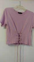 Derek Heart Juniors L/Purple S/Sleeve Tie Lace Grommet Cotton T-Shirt M ... - $9.00