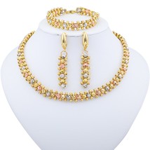 Dubai Necklace Earring Set Gold Colour Plated Jewelry Party Anniversary Wedding  - £43.28 GBP