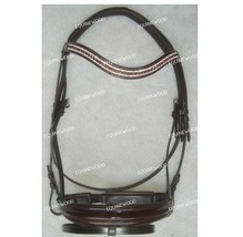 Brown Leather Horse Bridle with Matching Shinning Clear Crystal Browband Comfort - £55.05 GBP