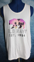 Old Navy Soft Washed Men&#39;s White Logo/Bear Tank Top ~M~ - $9.49