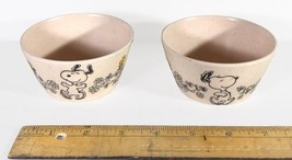 Peanuts Snoopy &amp; Woodstock Set of 2 Beige/Pink Plastic/Melmac Bowls - Approx 4&quot; - £9.54 GBP