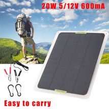 20W Solar Panel 12V Trickle Charge Battery Charger For Maintainer Marine Rv Car - £29.22 GBP