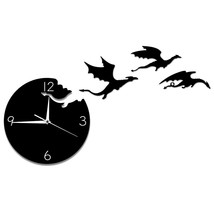 Magic Flying Angry Fantasy Dragon Wall Clock Abstract Gothic Fairytale Dragon Wa - £34.07 GBP