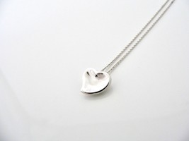 Tiffany &amp; Co Peretti Carved Heart Necklace Pendant Chain Silver Love 16.5 Inch - £198.85 GBP