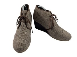 Toms Desert Boots Women 9M Shoes Brown Diamond Print Comfort Wedge Ankle... - $454.25 MXN