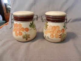 Pair of Ceramic Small Canisters Alco Industries Grapes &amp; Leaves Design 3... - $30.00