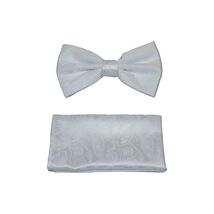Men's Bow Tie Hankie J.Valintin Tuxedo or Business #Bt42 White Paisley - $19.99