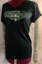 Harley Davidson Womens Size XL Long Sheer Sleeves Skulls Las Vegas 2009 - $14.03