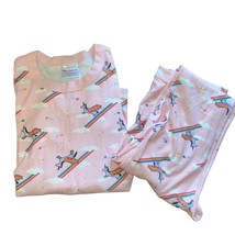 Hanna Andersson Unicorn Rainbow Cloud Two Piece long john Pink Pajama Se... - £20.65 GBP