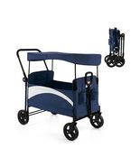 2-Seat Stroller Wagon with Adjustable Canopy and Handles-Navy - Color: Navy - $200.49
