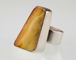 Vintage Butterscotch Amber Sterling Silver Ring Size 7.25 - £194.78 GBP