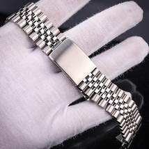 20mm Rounded Links Stainless Steel Silver Curved End Watch Bracelet/Watchband - £20.13 GBP