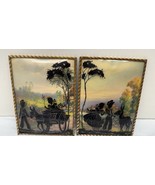 Vtg Pair 8x6 Silhouette Reverse Convex Glass Pictures Boy/Girl Wall Decor - $49.45