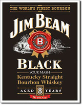 Jim Beam Black Label Kentucky Straight Bourbon Whiskey Alcohol Metal Sign - $20.95