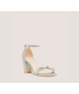 Stuart Weitzman Nearly Nude Crystal Embellished Bow Sandal 6.5M Platino ... - €128,40 EUR