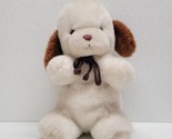 Vintage 1982 Gund Smooch White Cream Brown Ear Puppy Dog Plush Rattle Ta... - $84.05