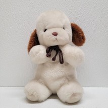 Vintage 1982 Gund Smooch White Cream Brown Ear Puppy Dog Plush Rattle Ta... - $84.05