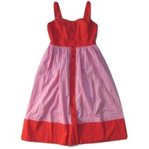 NWT Kate Spade Colorblock Poplin Sundress in Lava Red Pink Cotton Shirt Dress 10 - £89.31 GBP