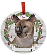 Siamese Cat Wreath Ornament Personalizable Christmas Tree Holiday Decora... - £11.27 GBP