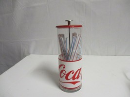 Vintage Coca Cola Straw Dispenser Glass Holder Jar Coke Bottle Soda Drin... - $49.49