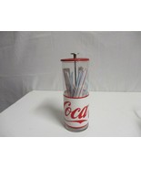 Vintage Coca Cola Straw Dispenser Glass Holder Jar Coke Bottle Soda Drin... - £38.92 GBP