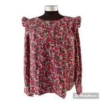 Re-Imagined J Crew Red Floral Cotton Poplin Ruffle Top Blouse BM022 NWT Size XL - £38.07 GBP