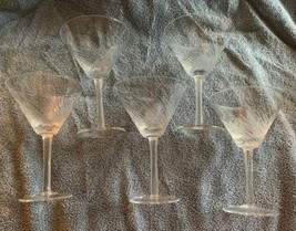 5 Clear Etched Wheat Blowing Margarita Martini Drink Glasses 7.75” Fine Stemware - £39.95 GBP