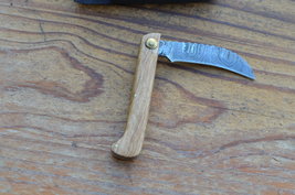 vintage real handmade damascus steel folding knife 5291 - $15.99