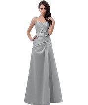 Kivary Women&#39;s Long A Line Sash Satin Prom Bridesmaid Dresses Silver US 22W - $118.79