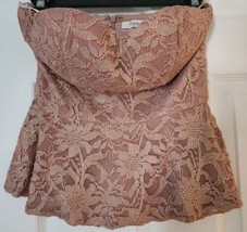 NWOT Forever 21 Peplum Mauve Lace Sweetheart Strapless Shirt Small - £31.38 GBP