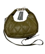 LaTerre Purse Shoulder Bar Olive Green Faux Leather Woven Quilted Cresce... - £29.50 GBP