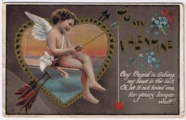 Postcard To My Valentine Coy Cupid Is Fishing My Heart Is The Bait - £3.94 GBP