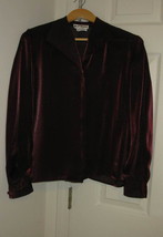  Women Blouse Top Shirt  Burgundy Long Sleeve Size 6 Petite Joan Leslie ... - £18.16 GBP