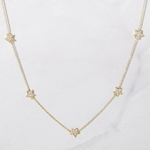 0.2CT Lab-Created Diamond 7-Star Station Necklace 18&quot; Chain Yellow Plated Silver - £51.70 GBP