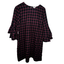 $170 Beachlunchlounge Women&#39;s Purple Black Plaid Bell-Sleeve Shift Dress... - €11,96 EUR