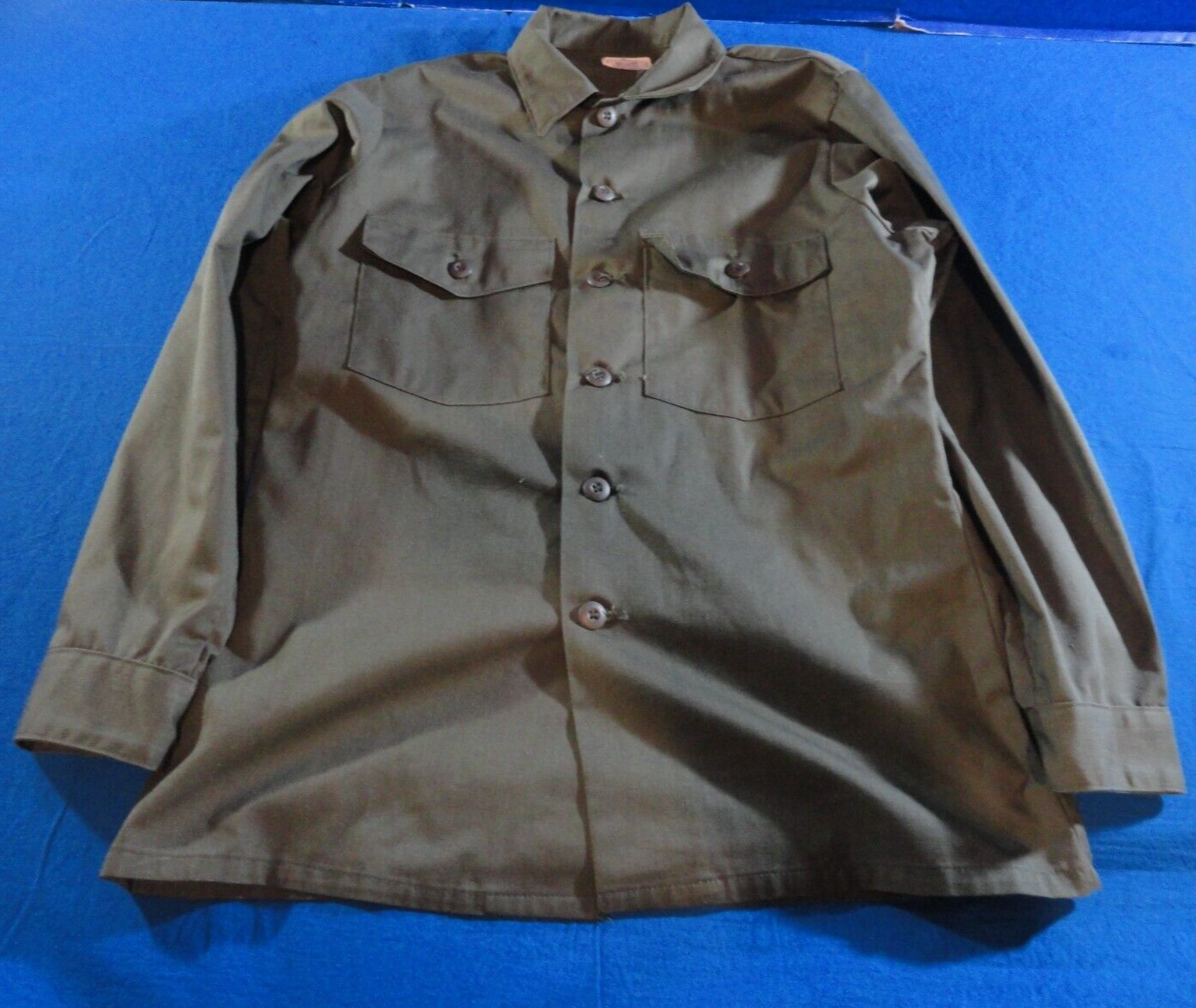 VTG 1977 VIETNAM WAR ERA OG-507 DURABLE PRESS GREEN MENS UTILITY SHIRT 1... - $38.69