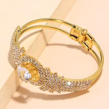 StoneFans Heart Cubic Zirconia Bangles for Women Wedding Jewellery Wholesale Bri - $20.92