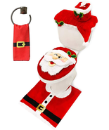 5 Pieces Christmas Theme Bathroom Decoration Set W/Toilet Seat Cover, Ru... - $48.53 CAD